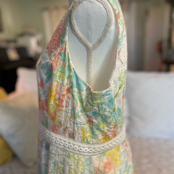 Calvin Klein Floral-Print Eyelet A-Line Dress - Picture 4 of 14